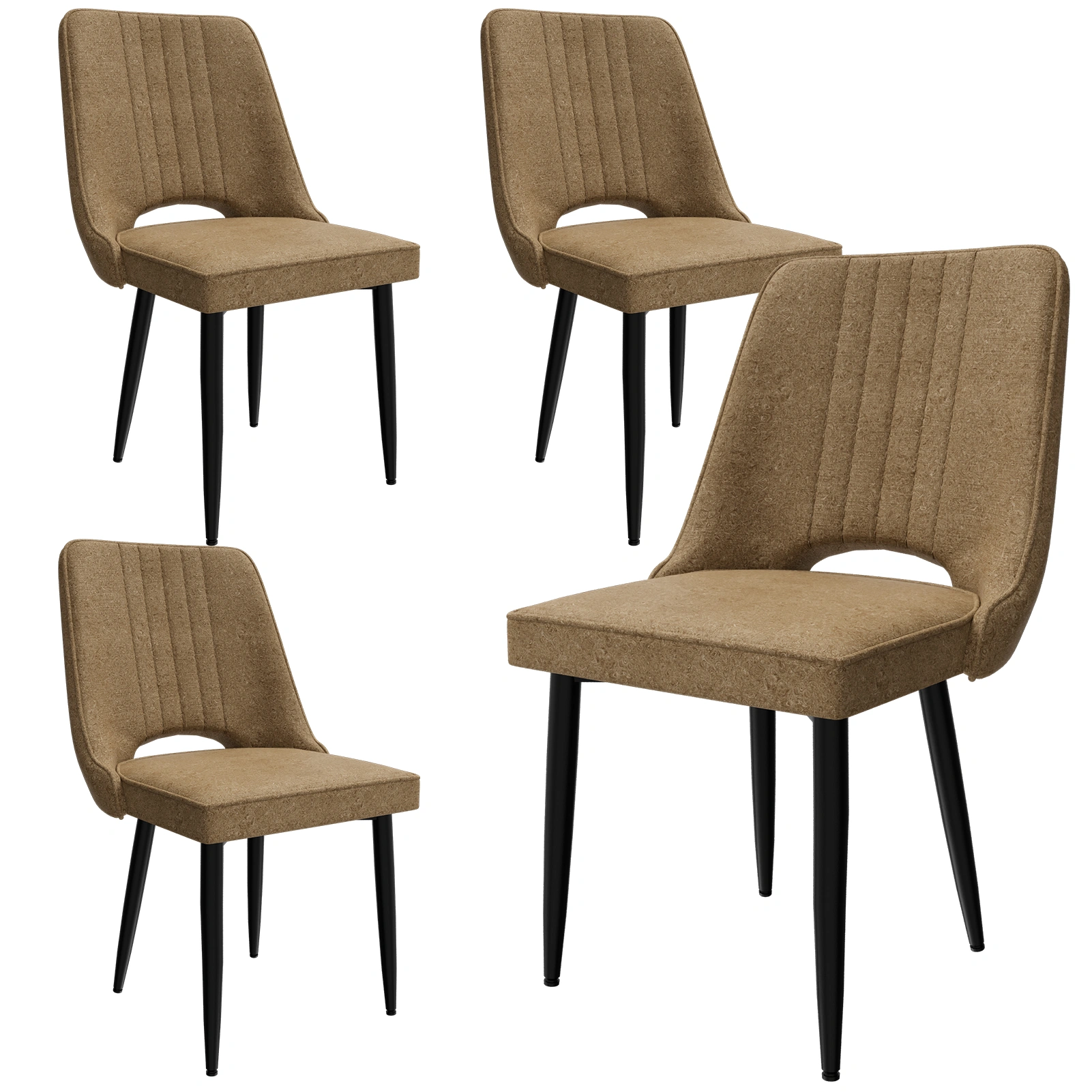 Set of 4 Dining Chairs, PU Leather Kitchen Chairs with Backrest, Upholstered Dining Room Chairs for Living Room, Lounge, Counter Height