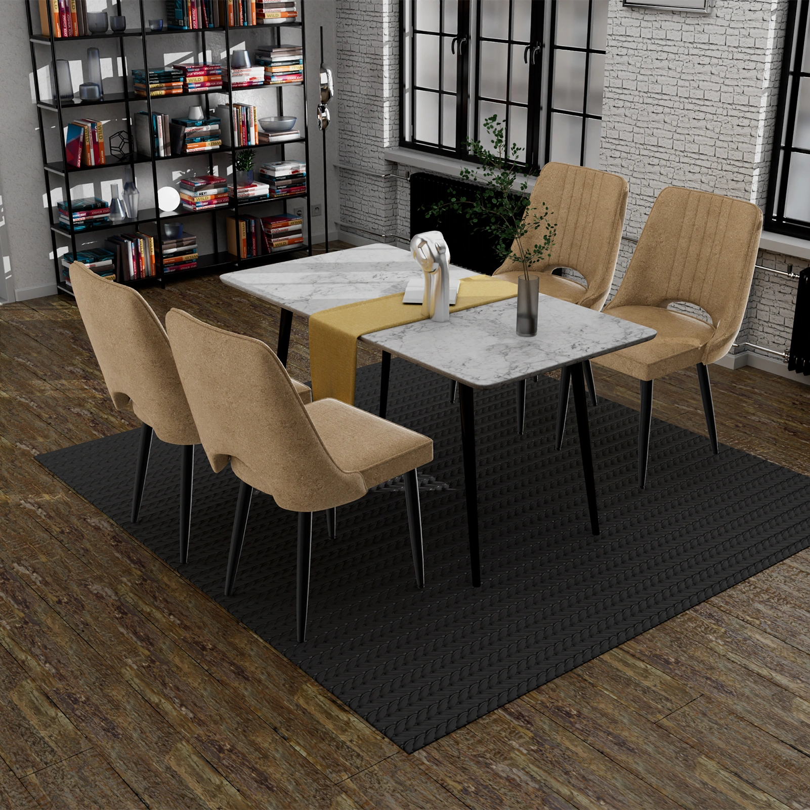 Set of 4 Dining Chairs, PU Leather Kitchen Chairs with Backrest, Upholstered Dining Room Chairs for Living Room, Lounge, Counter Height view 5