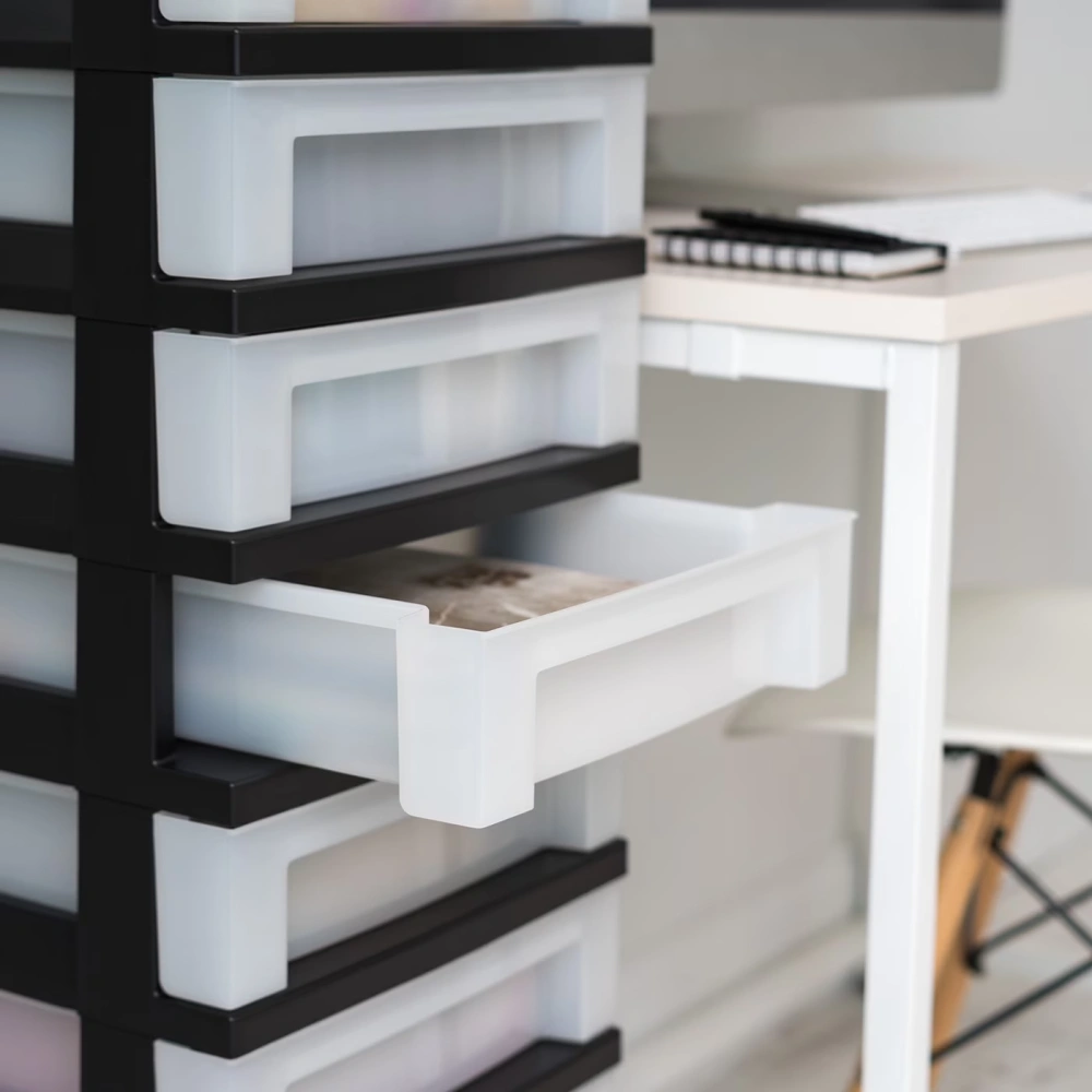 9-Drawer Narrow Plastic Storage Drawer Cart with Organizer Top, Black (Shipment from Walmart) view 4