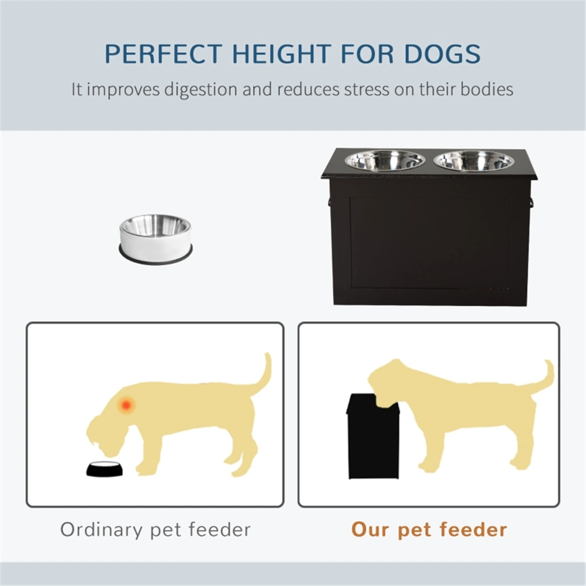 Dog Bowls Pet Feeding Storage Container Bowl Organizer view 3