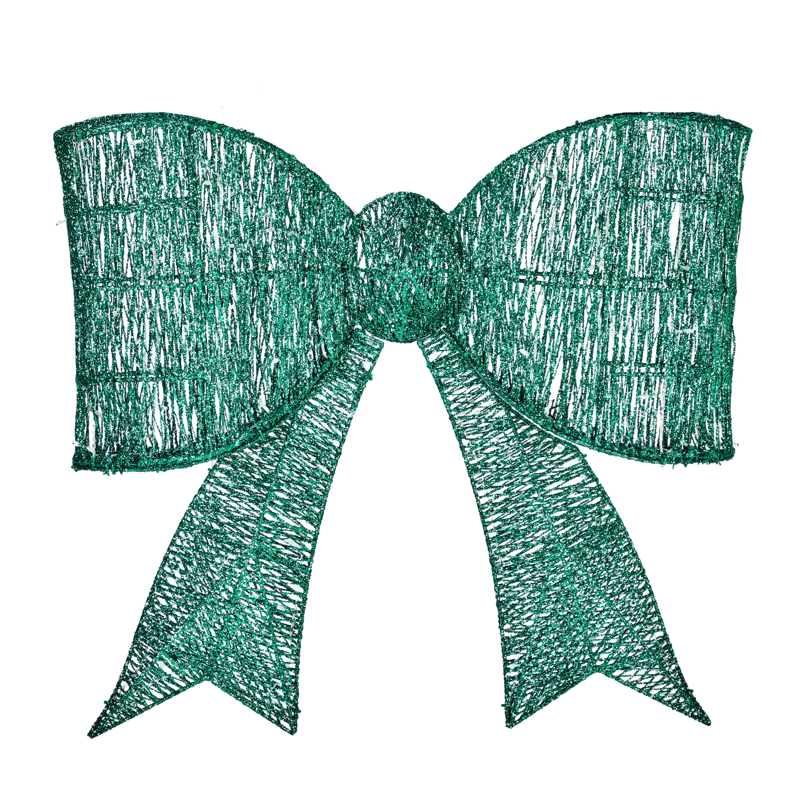 Pre-lit Outdoor Giant Bowknot Christmas Decoration, Lighted Metal Frame with 124 Green LED Lights, for Front Door Gate Wall Indoor Outdoor Holiday Party, Green view 10