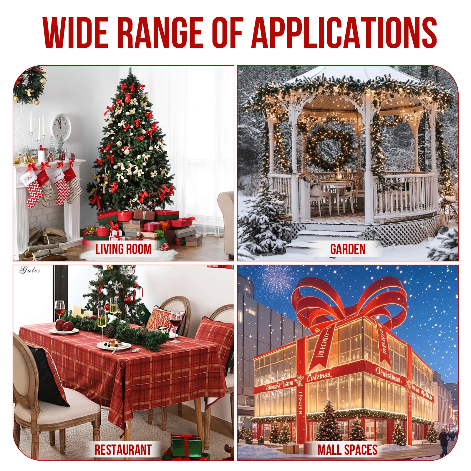 Pre-lit Outdoor Giant Bowknot Christmas Decoration, Lighted Metal Frame with 124 Green LED Lights, for Front Door Gate Wall Indoor Outdoor Holiday Party, Green view 9