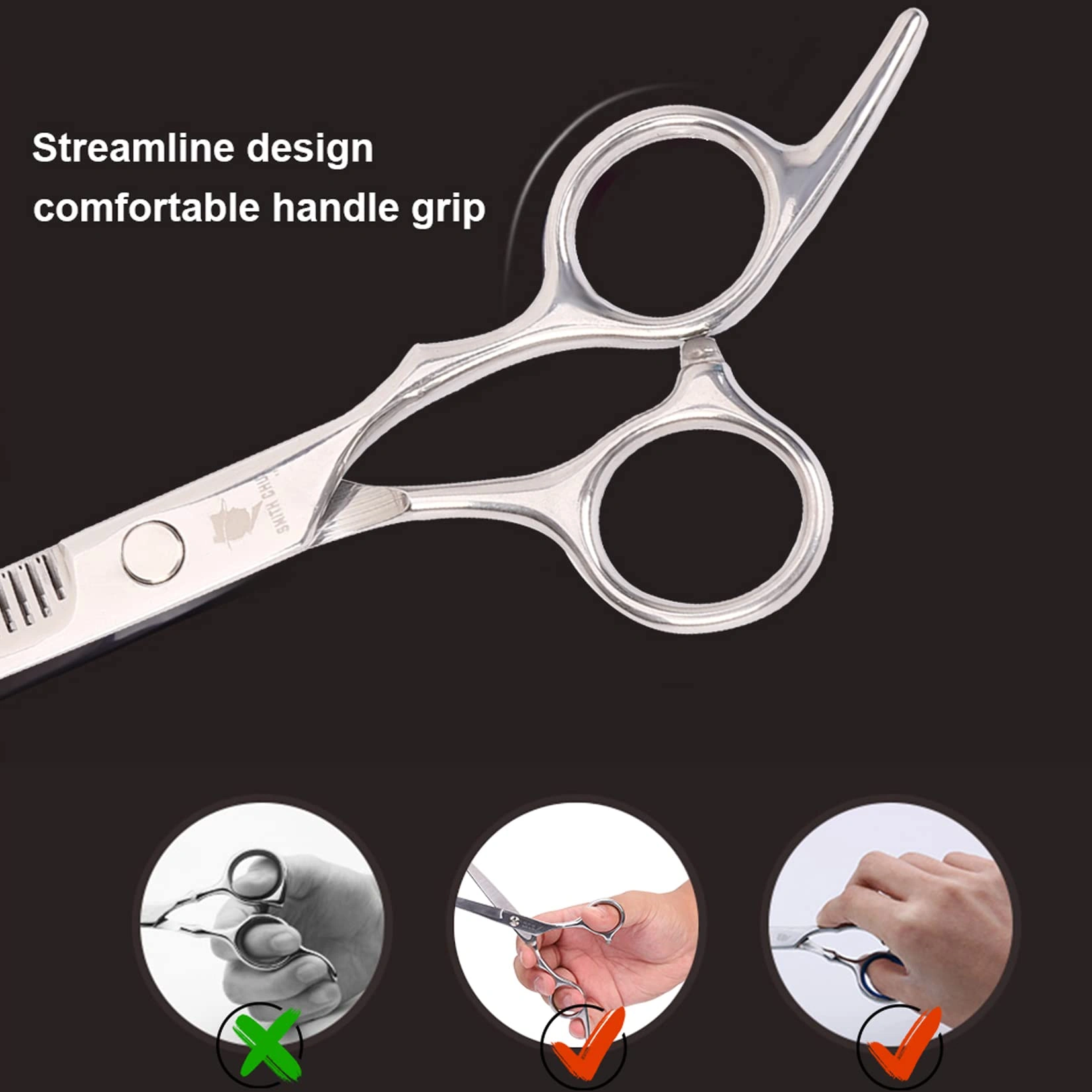 Hair Cutting Scissors Set, 6 Inch Hairdressing Thinning Shears for Hair Cutting for Women, Men, Kids - Silver view 4