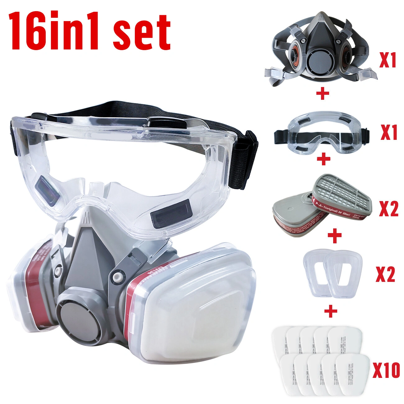 16 in 1 Reusable Face Mask with Protective Eye Mask & Filter, Multi-Use Coverage view 2