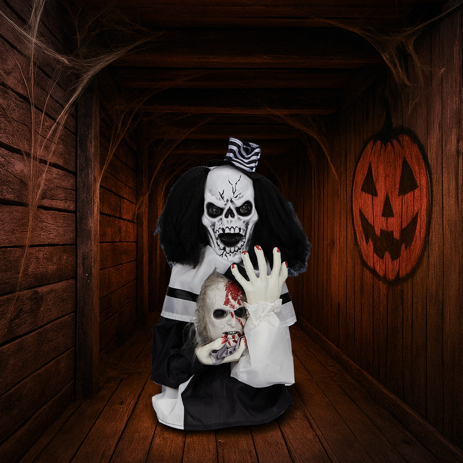 1.8ft Halloween Decoration Scary Clown, Sound-Actived Party Decor with Creepy Sound, Scary Haunted House Props for Indoor Party Home Table Garden Yard Lawn view 11