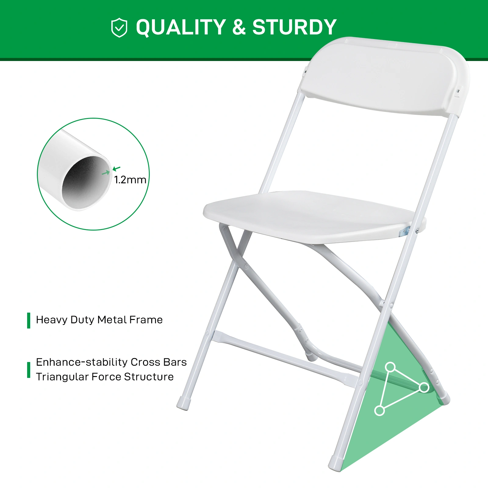 10pcs Injection Molding Classic Garden Plastic Folding Chair White view 13