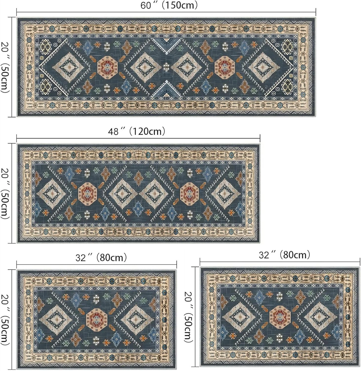 Boho Kitchen Rugs Sets 4 Piece with Runner Floral Kitchen Floor Mat Carpet Farmhouse Kitchen Rugs and Mats Non Skid Washable Runner Rug for Kitchen Floor Sink view 8