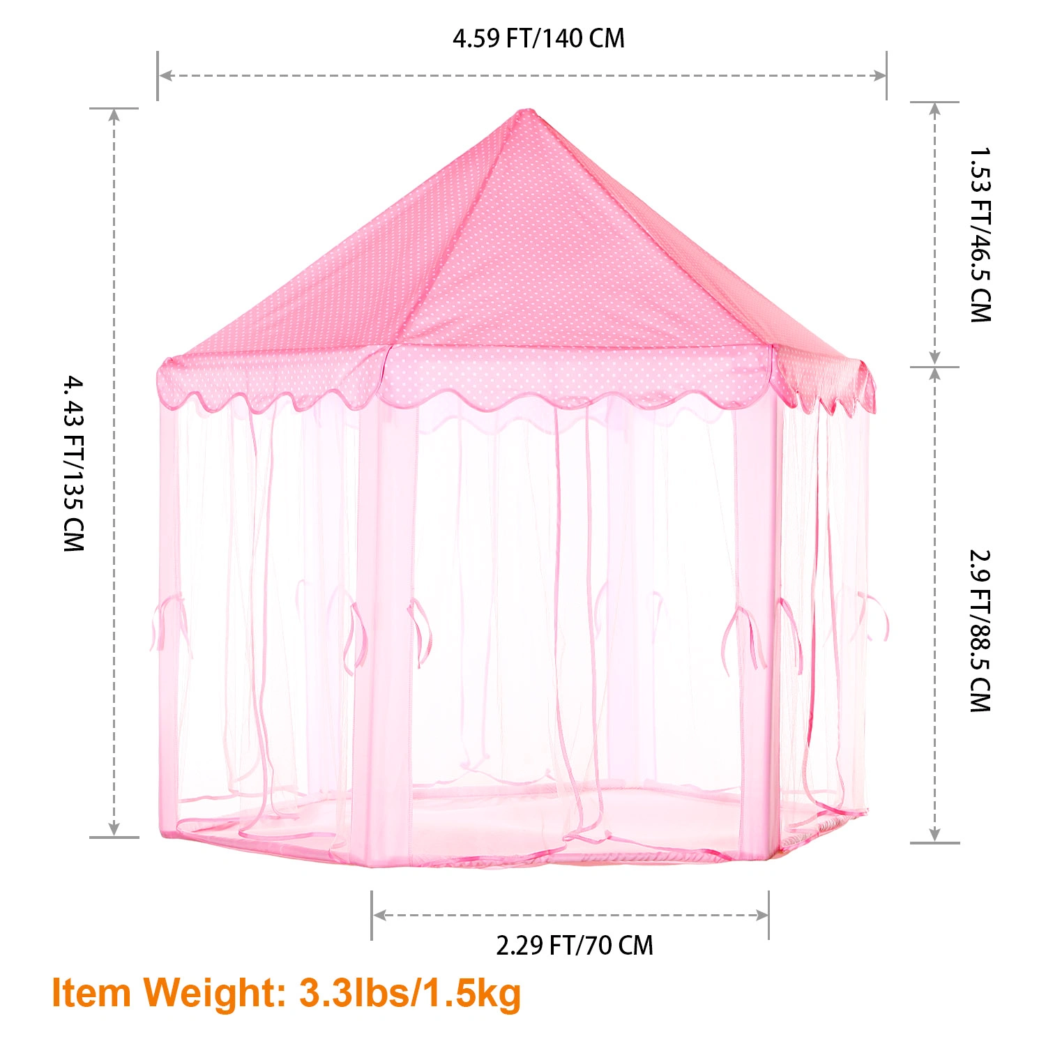 Foldable Princess Play Castle Tent for Girls, Large Space Playhouse with Breathable Mesh Doors, Stable Structure Indoor Outdoor Play Tent, Ideal Gift for Toddler Girls Play & Relax-pink view 12