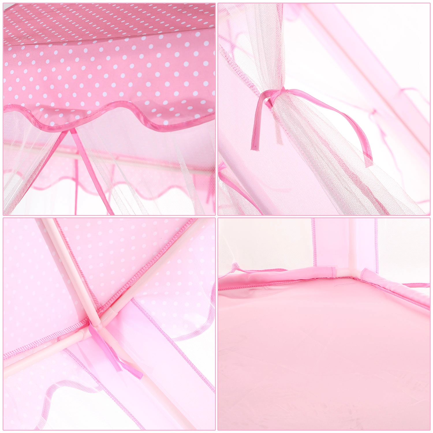 Foldable Princess Play Castle Tent for Girls, Large Space Playhouse with Breathable Mesh Doors, Stable Structure Indoor Outdoor Play Tent, Ideal Gift for Toddler Girls Play & Relax-pink view 8