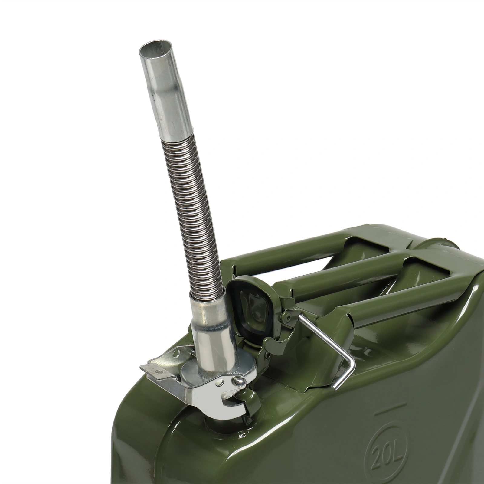 20L Fuel Oil Container - British Style Steel Jerry Can, 0.6mm for Petrol Diesel, Army Green with Pour Tube view 2