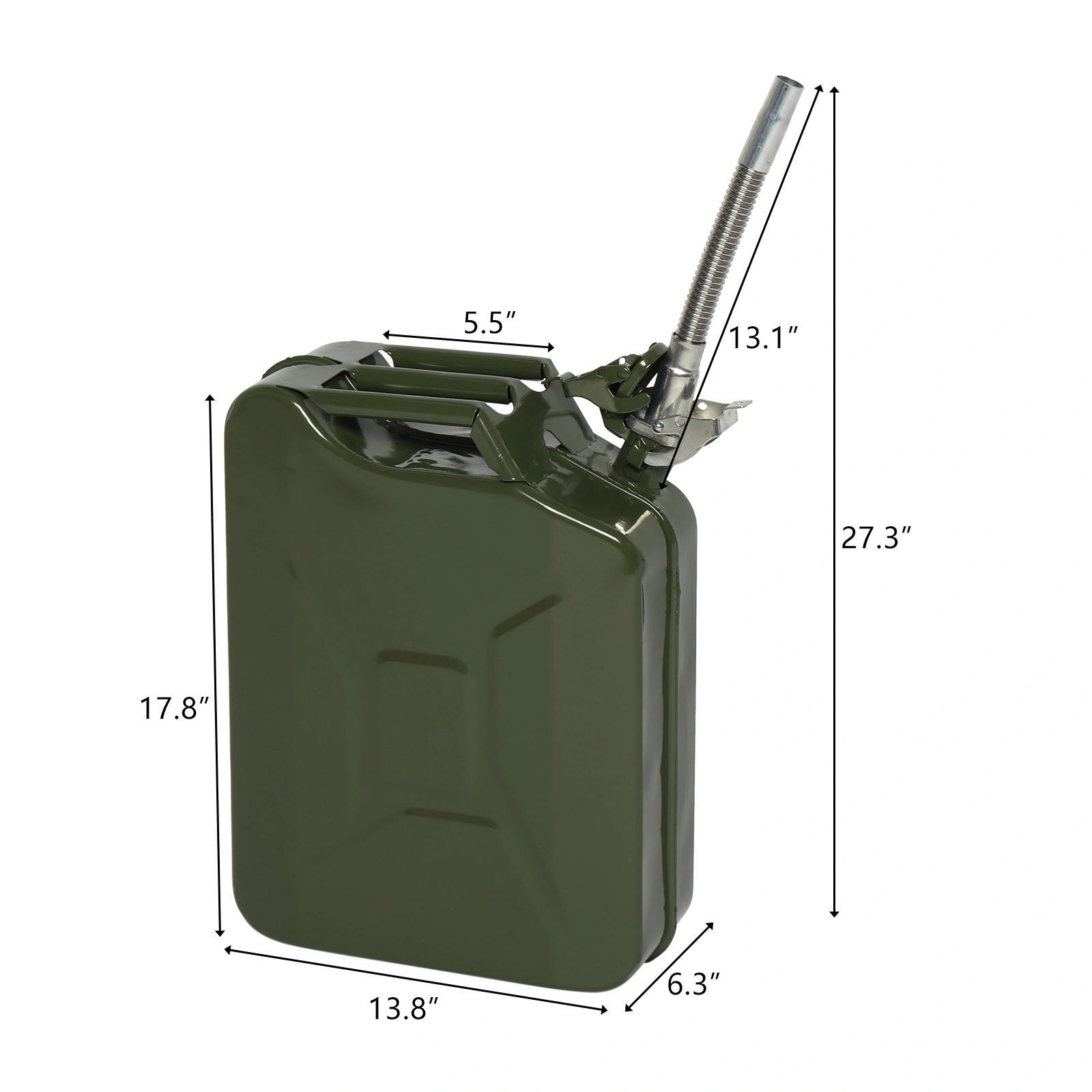 20L Fuel Oil Container - British Style Steel Jerry Can, 0.6mm for Petrol Diesel, Army Green with Pour Tube view 6