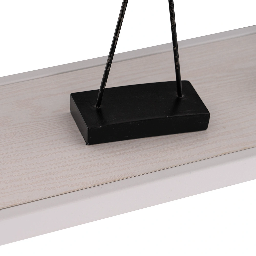 Triamine Board Cross Iron Frame Porch Table Sofa Side Table Reddish Oak Wood Grain view 17