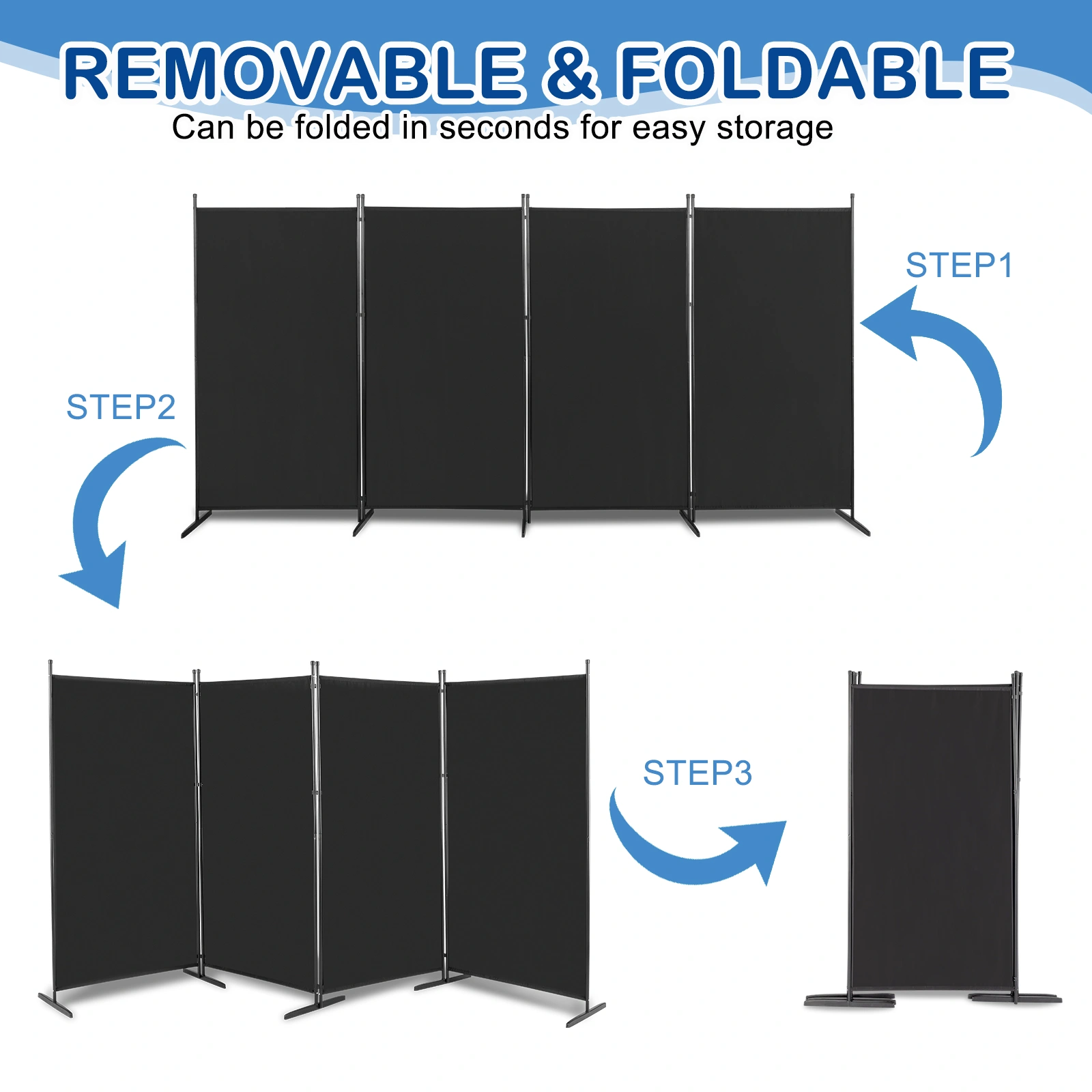 6FT 4-Fold Portable Mesh Screen Tent 160g Polyester Fabric Plastic Foot Carbon Steel Frame Black view 2