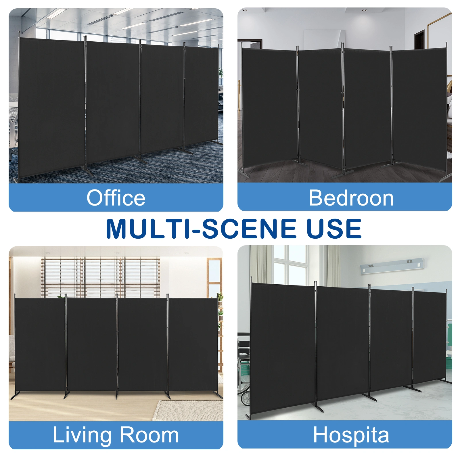 6FT 4-Fold Portable Mesh Screen Tent 160g Polyester Fabric Plastic Foot Carbon Steel Frame Black view 4