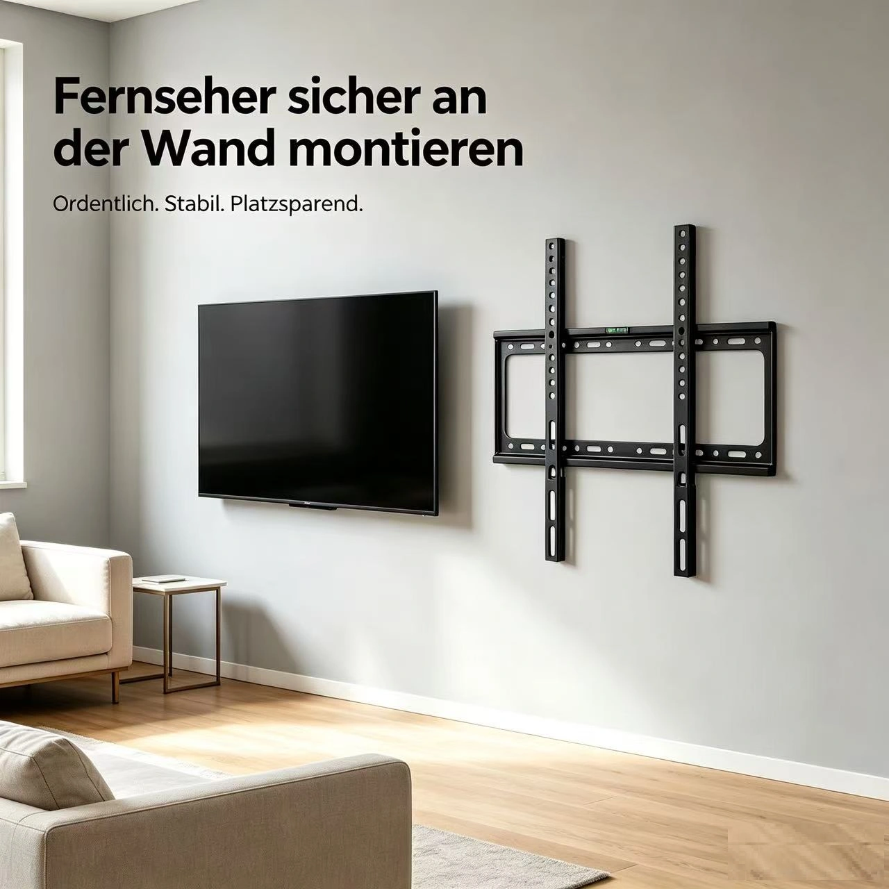 TV Wall Mount Bracket for 26-65 Inch Flat Screen TVs, VESA 400x400, Max Load 50kg, Flat Profile Wall Mount
