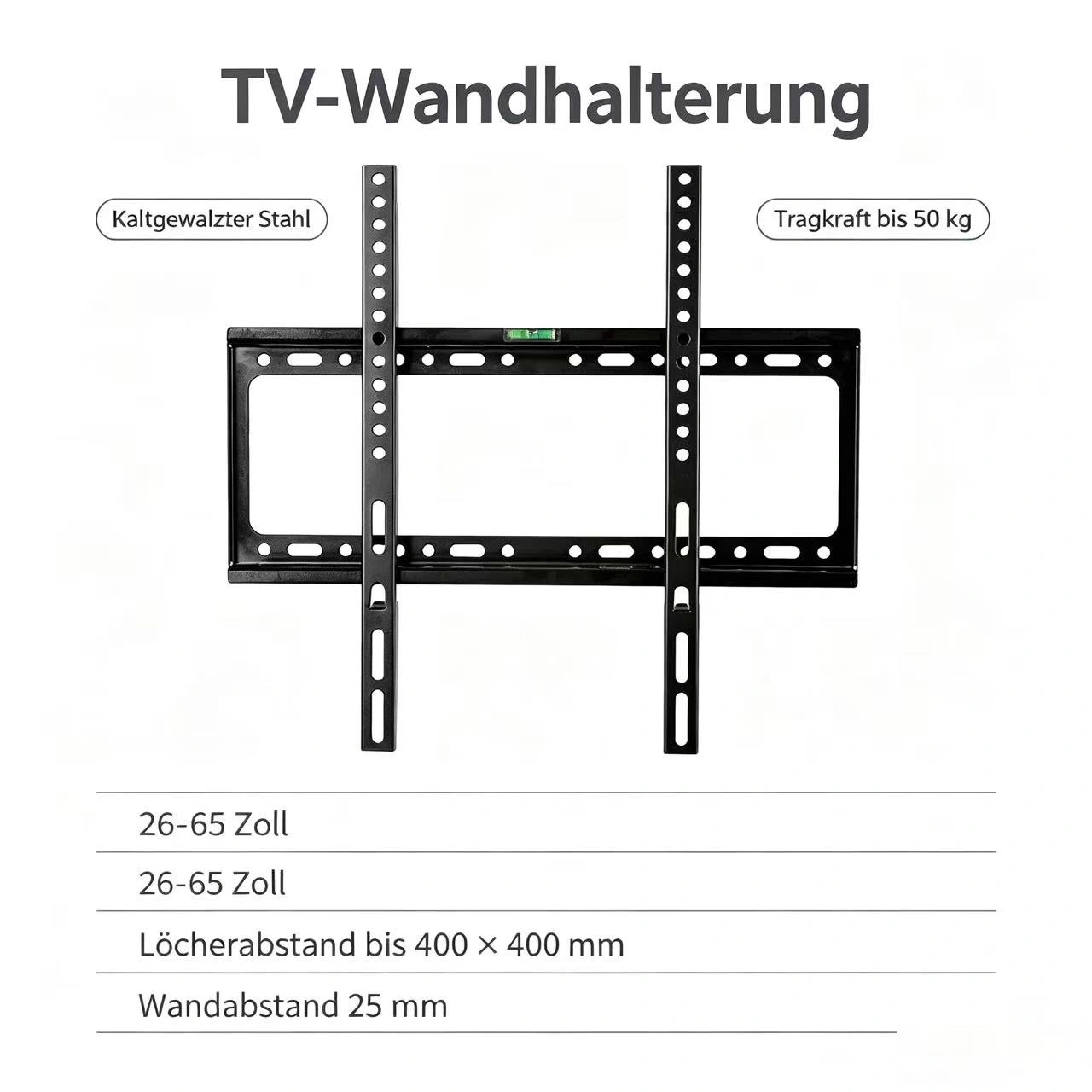 TV Wall Mount Bracket for 26-65 Inch Flat Screen TVs, VESA 400x400, Max Load 50kg, Flat Profile Wall Mount view 5