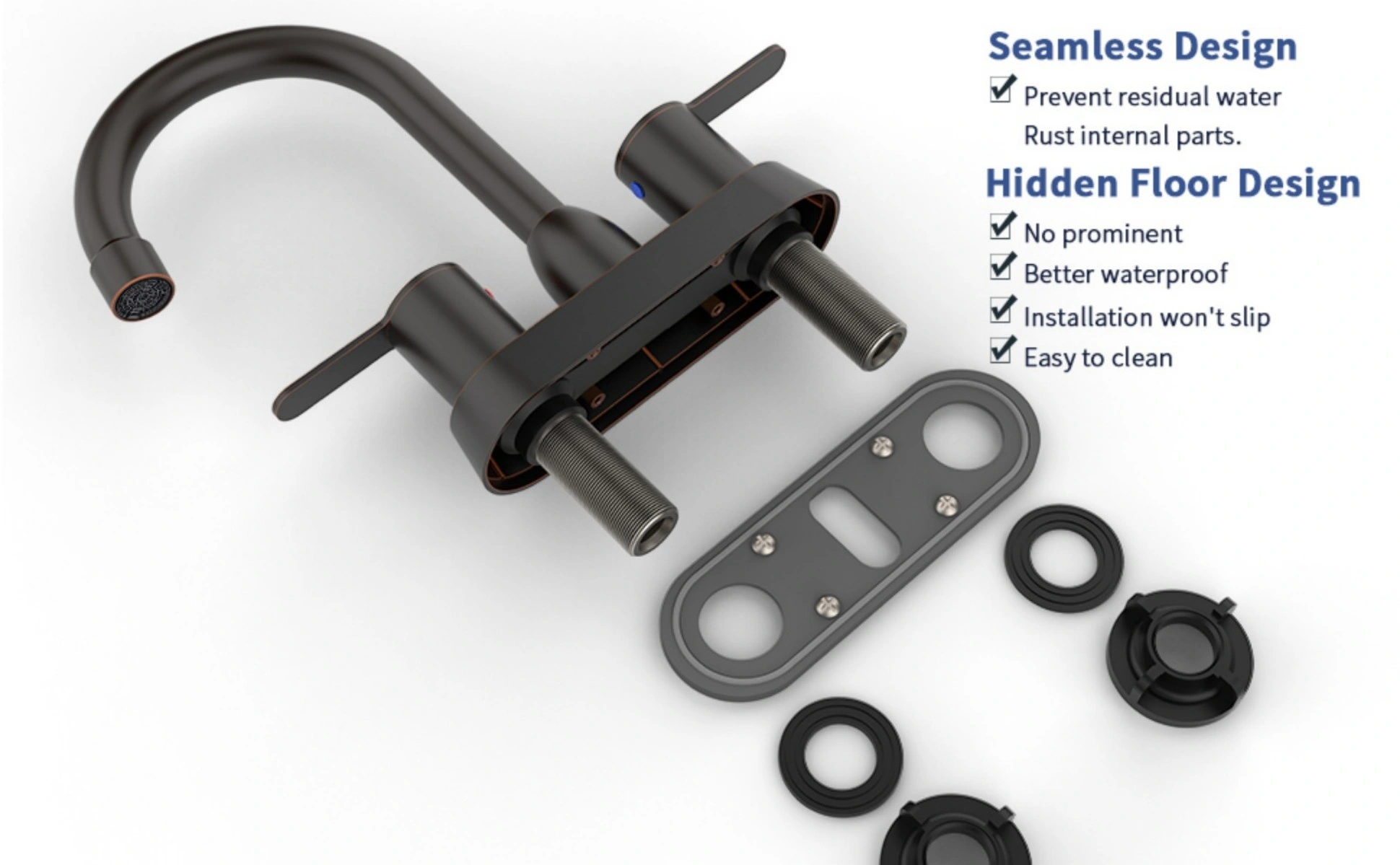 2 Handles Bathroom Sink Faucet, Oil Rubbed Bronze Centerset RV Bathroom Faucets for 2/3 Hole[Unable ship on weekends, TK/TEMU only for pickup, only TX10643 warehouse supports GOFO] view 10