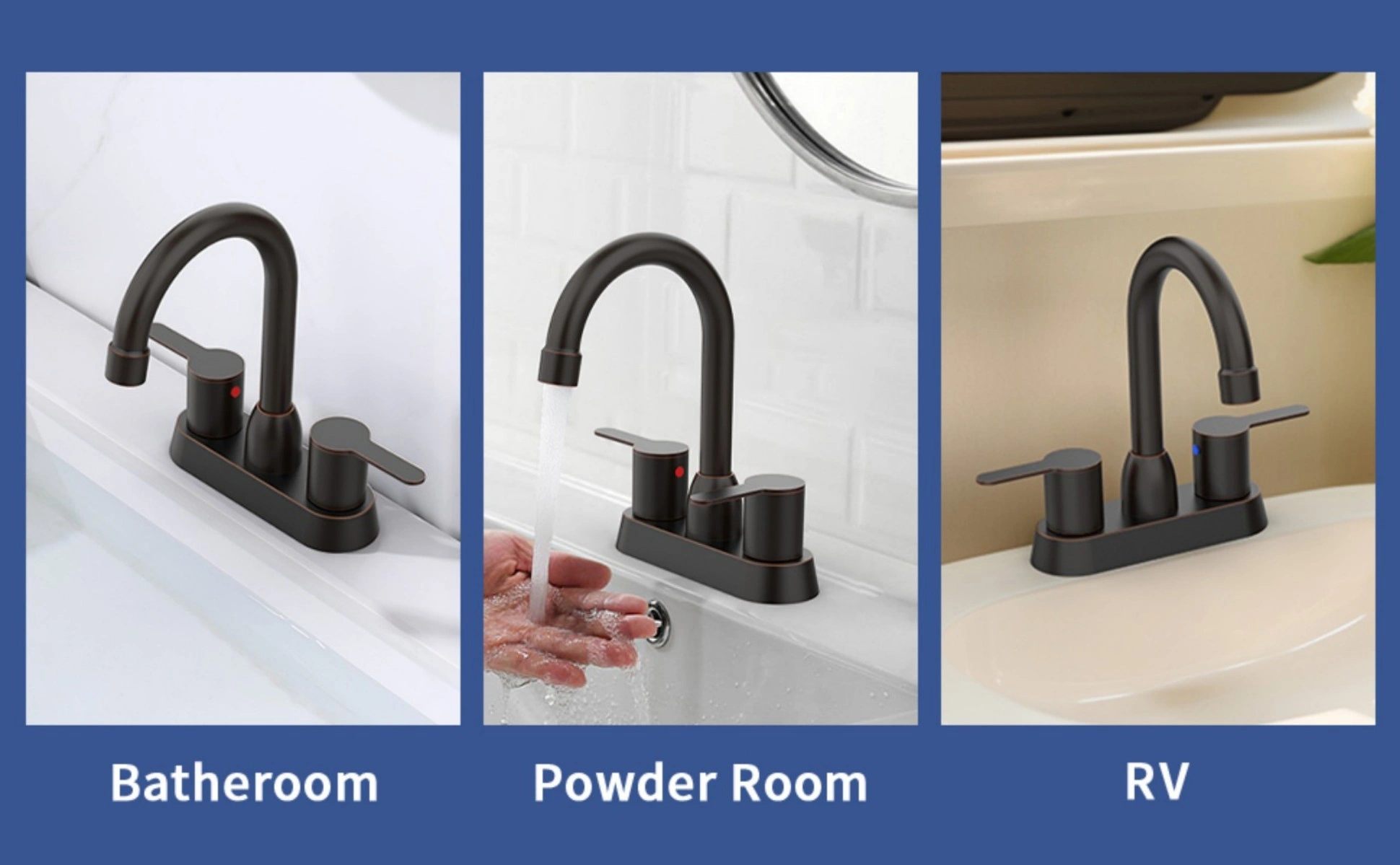 2 Handles Bathroom Sink Faucet, Oil Rubbed Bronze Centerset RV Bathroom Faucets for 2/3 Hole[Unable ship on weekends, TK/TEMU only for pickup, only TX10643 warehouse supports GOFO] view 11