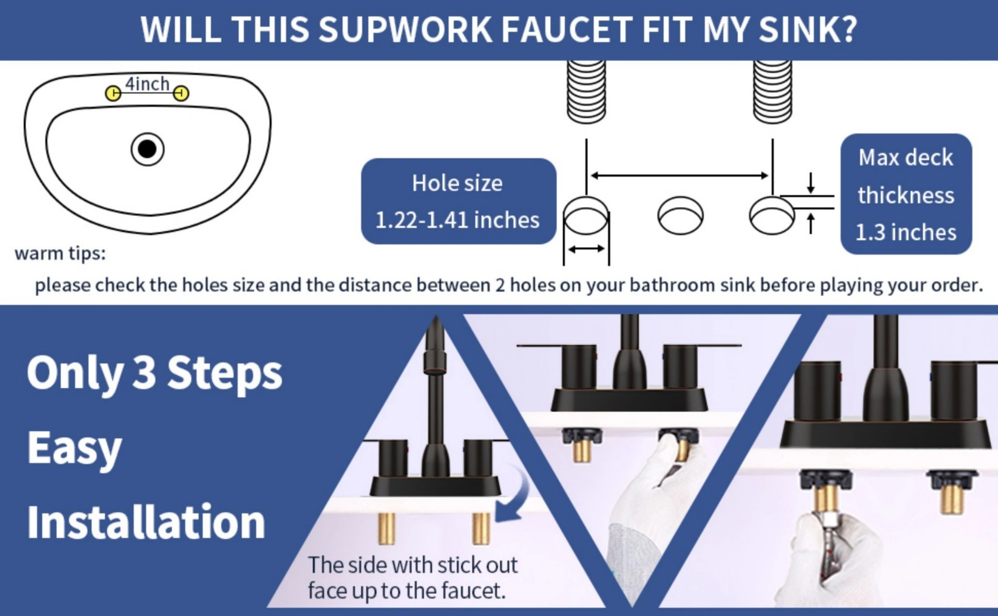 2 Handles Bathroom Sink Faucet, Oil Rubbed Bronze Centerset RV Bathroom Faucets for 2/3 Hole[Unable ship on weekends, TK/TEMU only for pickup, only TX10643 warehouse supports GOFO] view 9