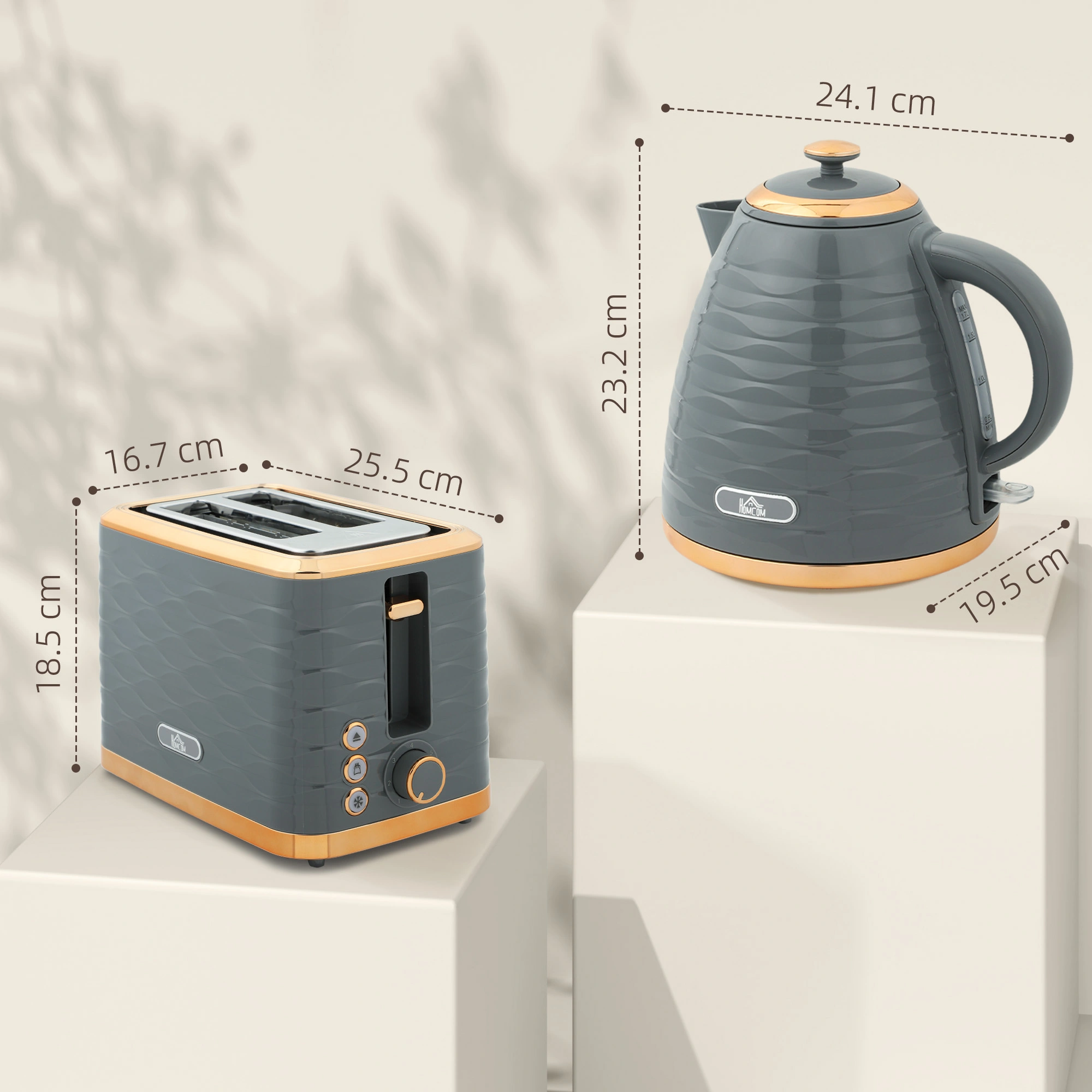 Kettle and Toaster Set - 2 Piece Kitchen Appliance Bundle with Stainless Steel Finish, Auto Shut-Off, Cord Storage, 1.7L Capacity, Quick Boil & Toast view 2