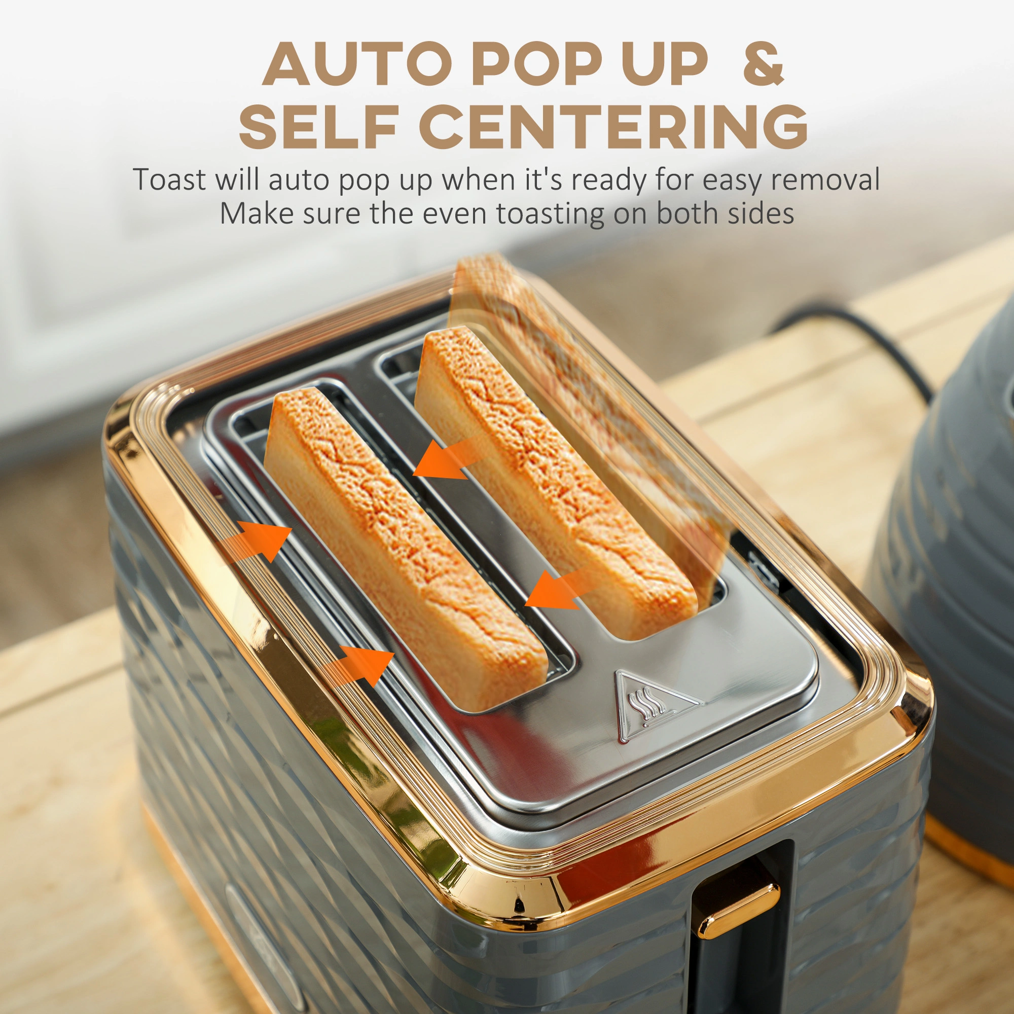 Kettle and Toaster Set - 2 Piece Kitchen Appliance Bundle with Stainless Steel Finish, Auto Shut-Off, Cord Storage, 1.7L Capacity, Quick Boil & Toast view 3