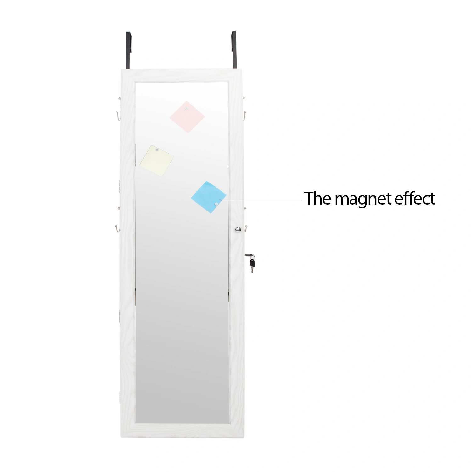 White Retro Wood Full Length Mirror with Storage Cabinet, Jewelry & Accessory Organizer view 2