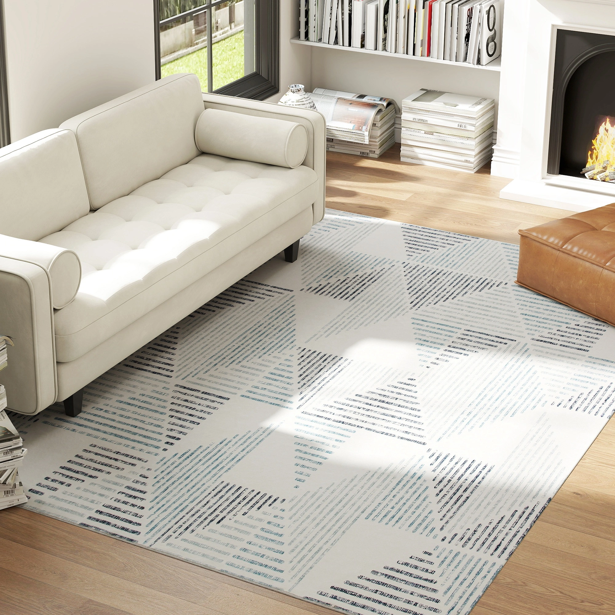 Rug - Soft Plush Floor Carpet, Non-Slip Area Mat for Living Room, Bedroom, or Hallway, Easy Clean Modern Design