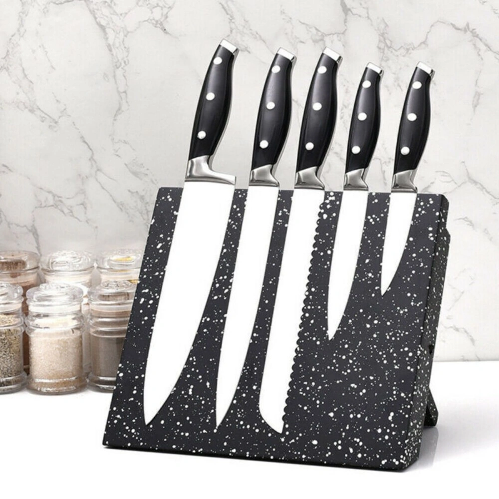 Magnetic Knife Holder Block Rack - Kitchen Organization & Cutlery Set Storage Shelf