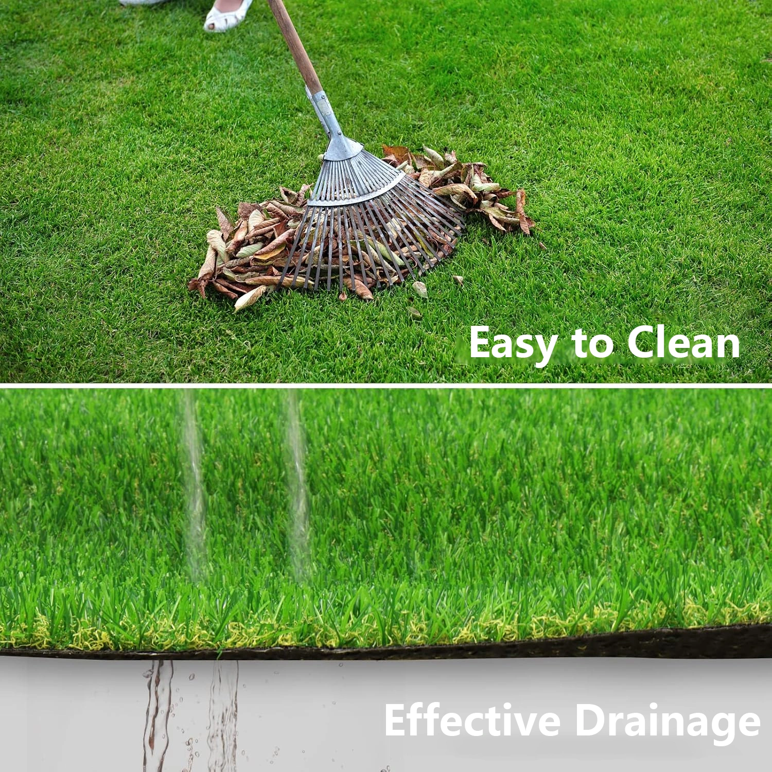2x16.2 FT Artificial Grass Turf, 0.8" Pile Height Indoor Outdoor Fake Grass with Drain Holes, 4-Color Autumn Blend view 5