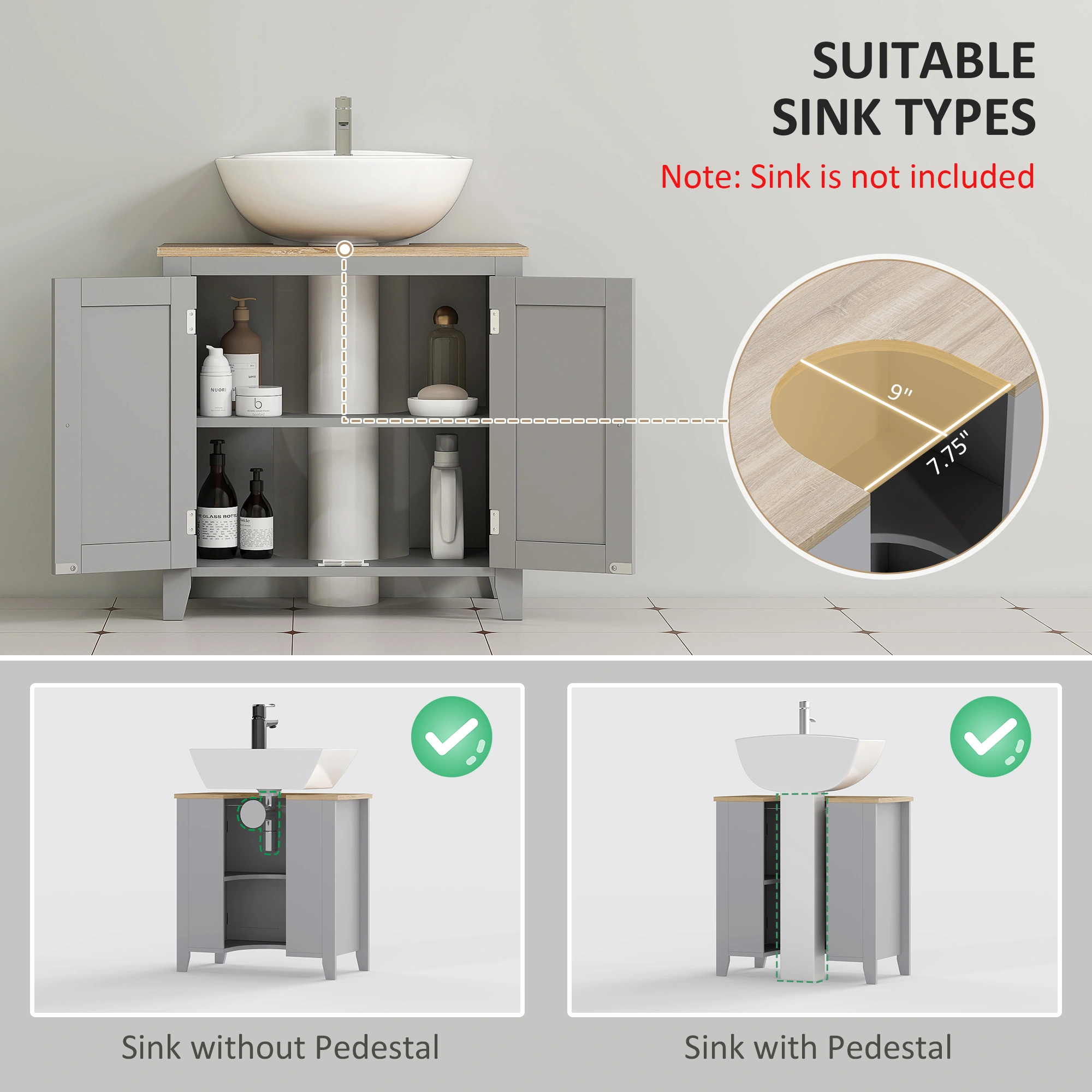 Compact Bathroom Storage Cabinet - Wall Mount Vanity Organizer with Shelf view 3