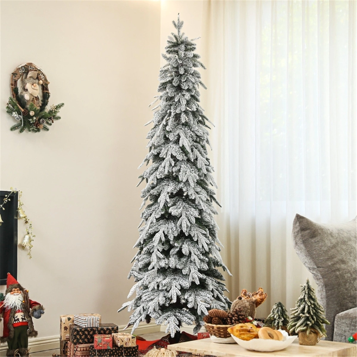 6 ft Christmas Tree - Pre-Lit Artificial Christmas Tree with LED Lights, Full Dense Pine Style for Indoor Home Holiday Decor, 6 Feet