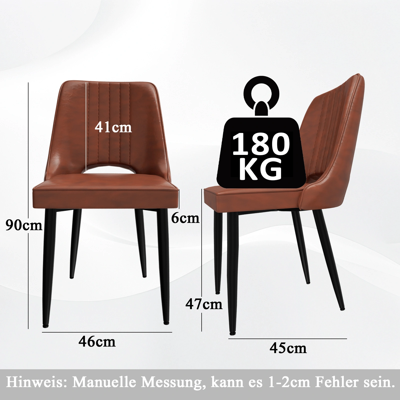 Scandinavian Dining Chairs with Cut-Out Backrest, Modern High Back Faux Leather Chair, Accent Kitchen Dining Room Seat view 2