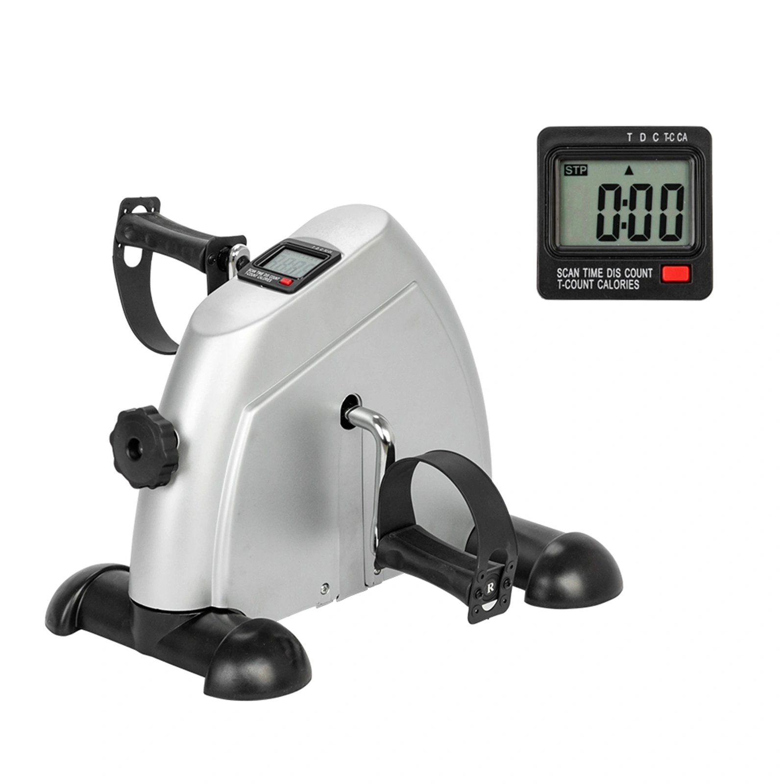 W002K Silver Mini Exercise Bike, Hands and Feet Trainer Pedal Exerciser for Home Use, Compact Fitness Machine
