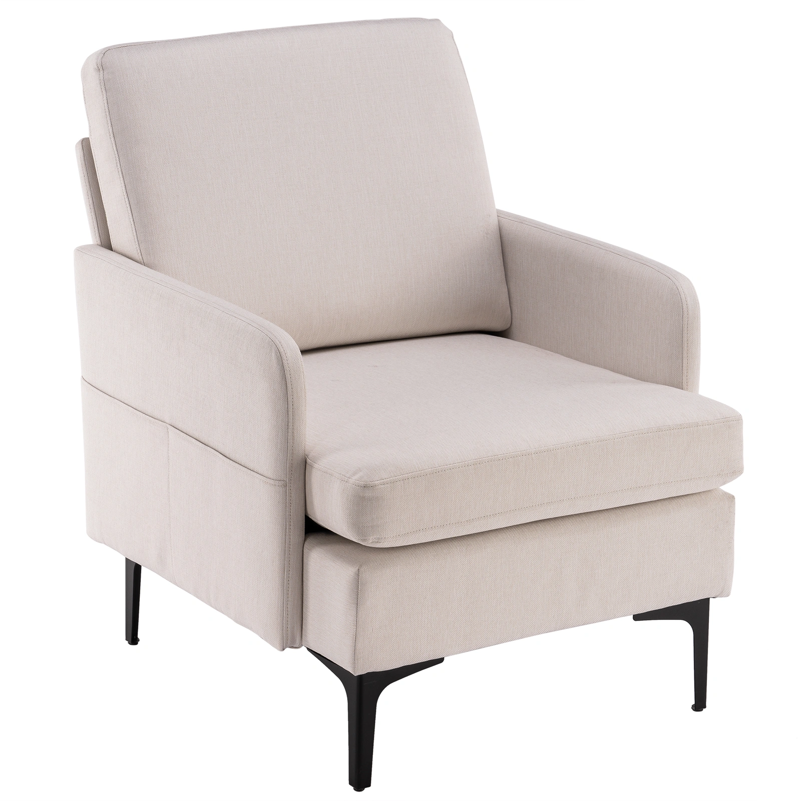 Beige Lounge Chair, Comfy Single Sofa Accent Chair with Padded Seat for Bedroom Living Room Guest Room