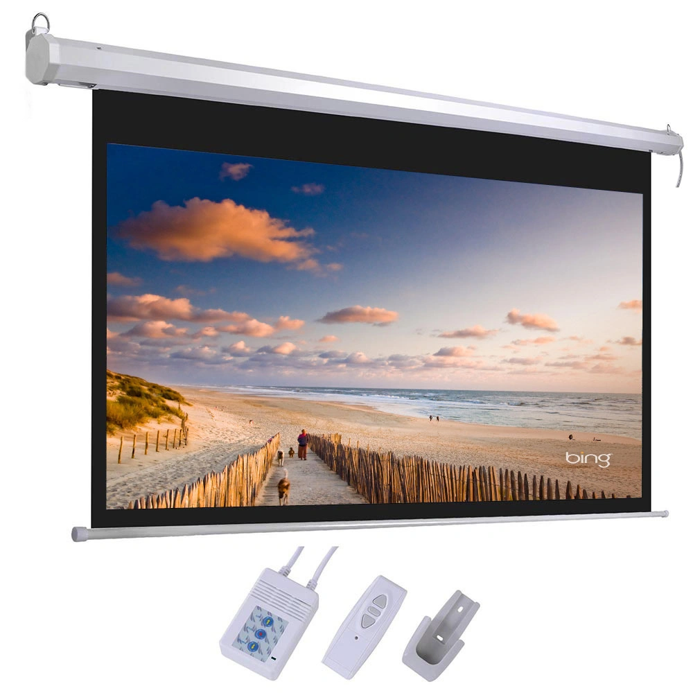92" 16:9 80" x 45" Viewing Area Motorized Projector Screen with Remote Control Matte White view 11