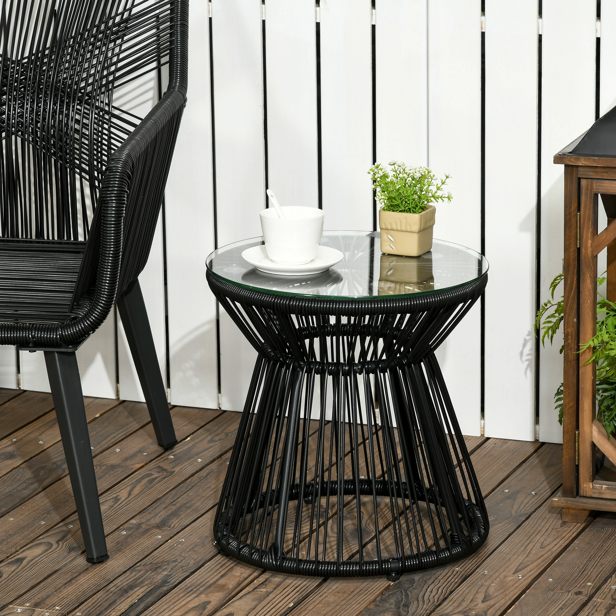 Modern Rattan Coffee Table with Storage Shelf, Woven Accent Table for Living Room, Bedroom, Patio Outdoor Use