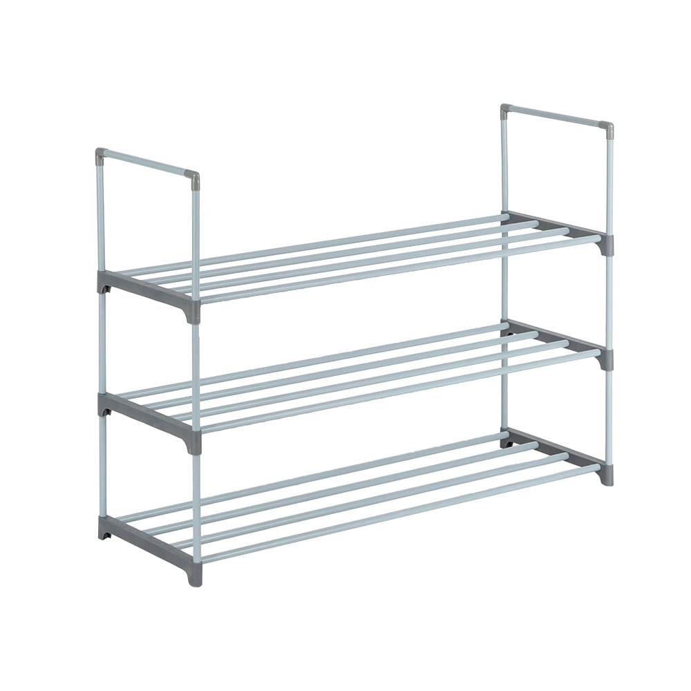 3-Tier Shoe Rack Tower Shelf Storage Organizer for Bedroom, Entryway, Hallway, Closet - Gray view 3