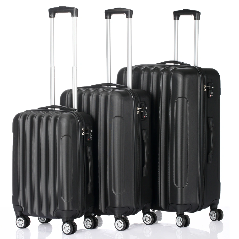 3 Piece ABS Spinner Luggage Set, Lightweight Carry-On Suitcases, 4-Wheel Trolley Case