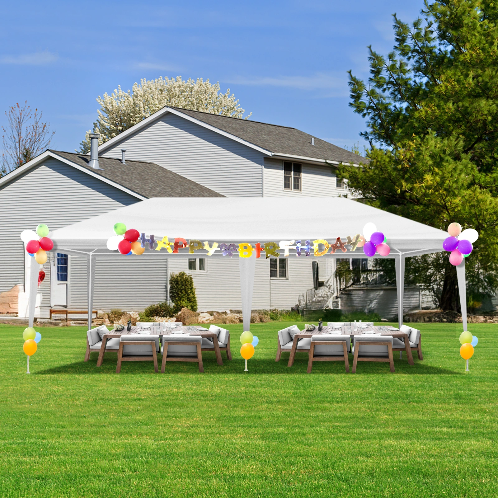 3*6m Non-Cloth PE Cloth Plastic Sprayed Iron Pipe Outdoor Party Tent White view 12