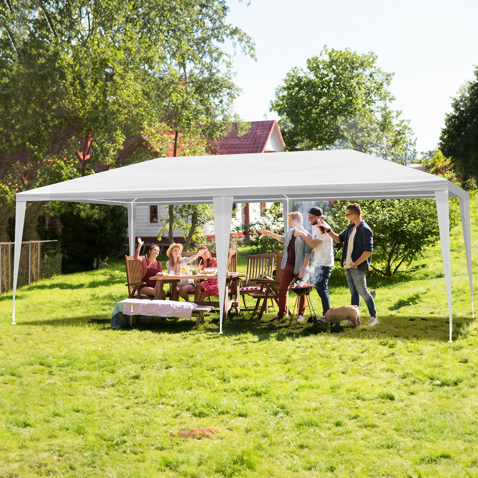 3*6m Non-Cloth PE Cloth Plastic Sprayed Iron Pipe Outdoor Party Tent White view 13
