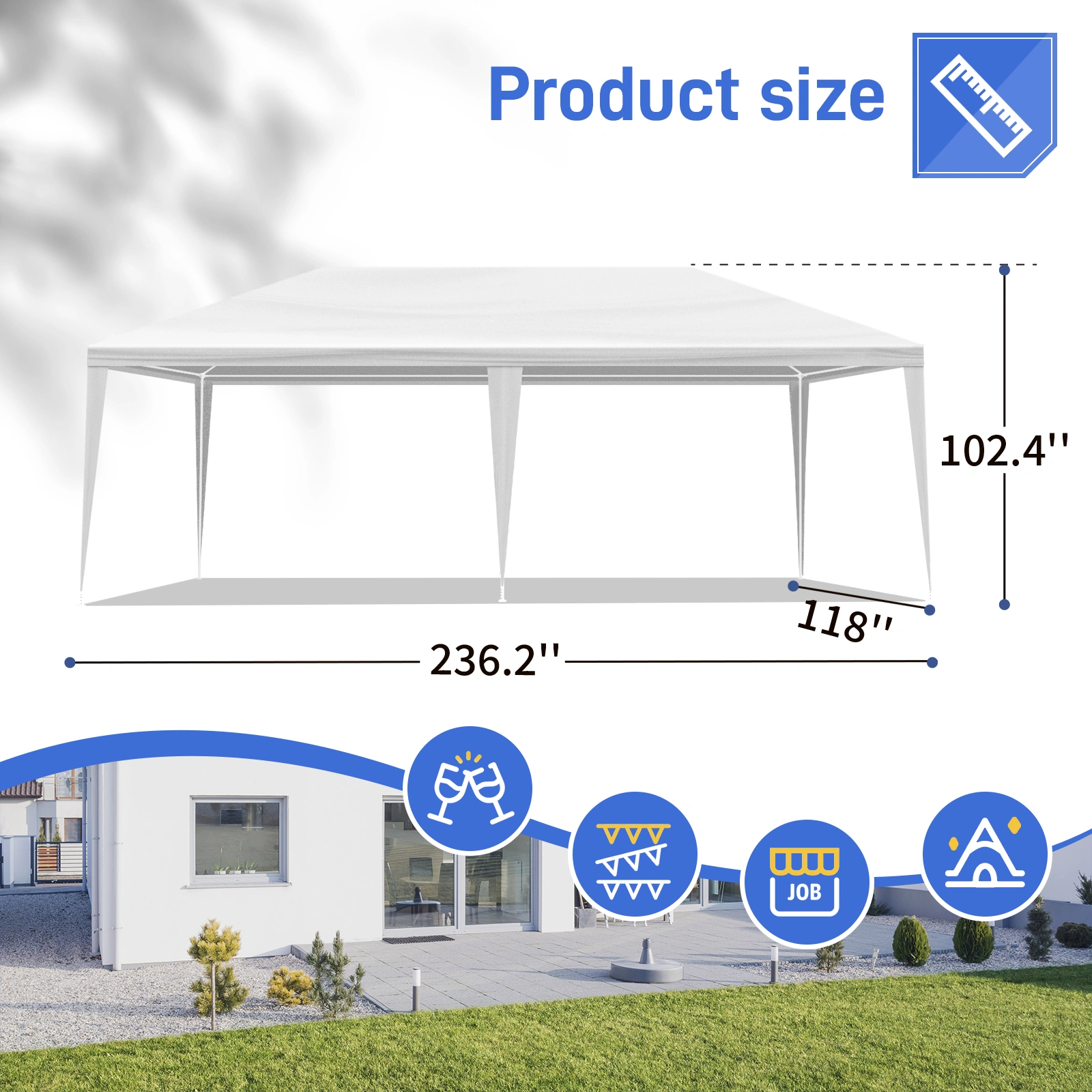 3*6m Non-Cloth PE Cloth Plastic Sprayed Iron Pipe Outdoor Party Tent White view 7