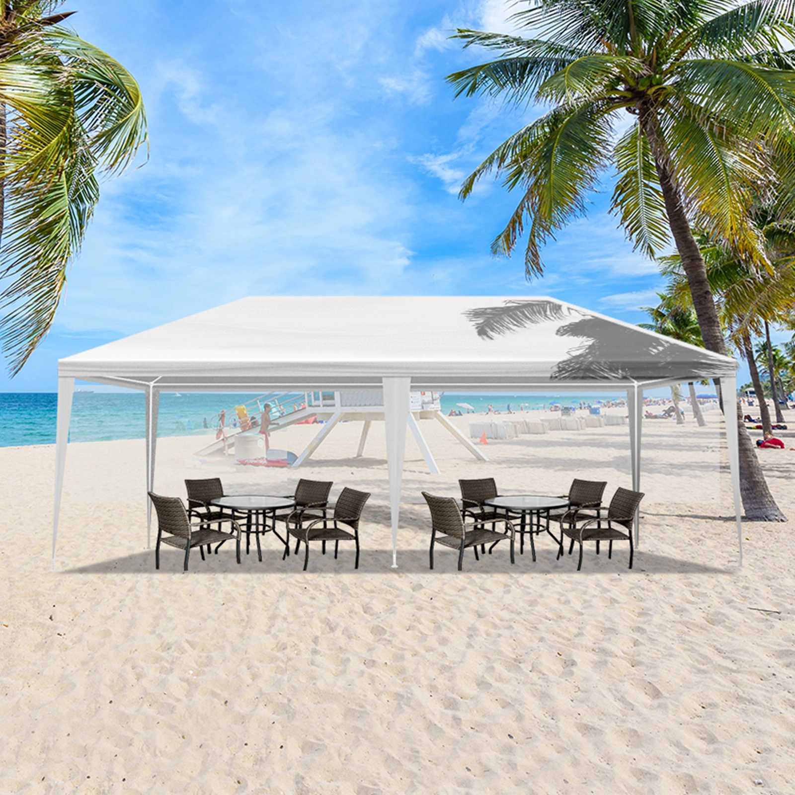 3*6m Non-Cloth PE Cloth Plastic Sprayed Iron Pipe Outdoor Party Tent White view 8