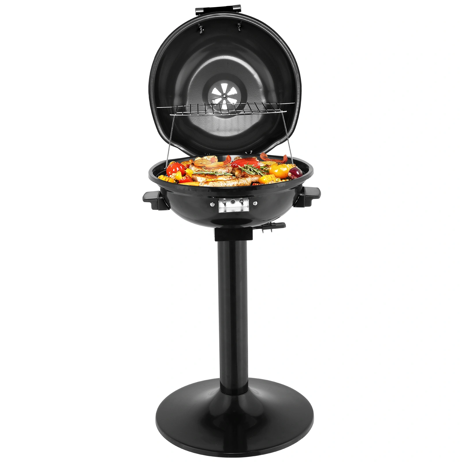 Electric BBQ Grill with Stand, Portable Double Layer Indoor Outdoor Grill, 1600W, Black view 2