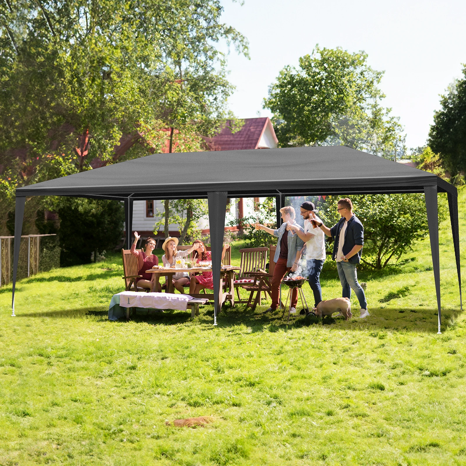 10'x20' Outdoor Party Tent with 6 Removable Sidewalls, Waterproof Canopy Patio Wedding Gazebo, Black view 11