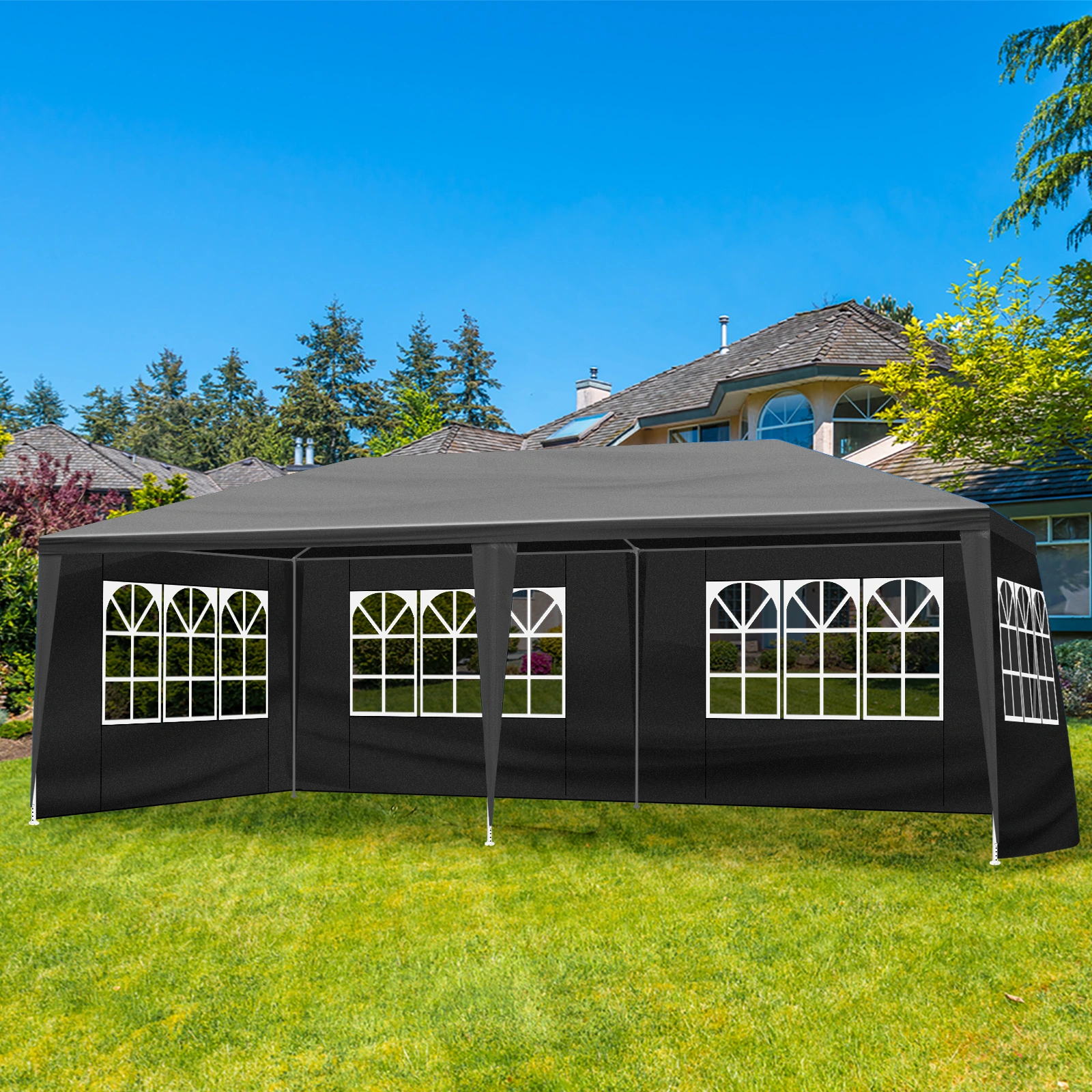 10'x20' Outdoor Party Tent with 6 Removable Sidewalls, Waterproof Canopy Patio Wedding Gazebo, Black view 15