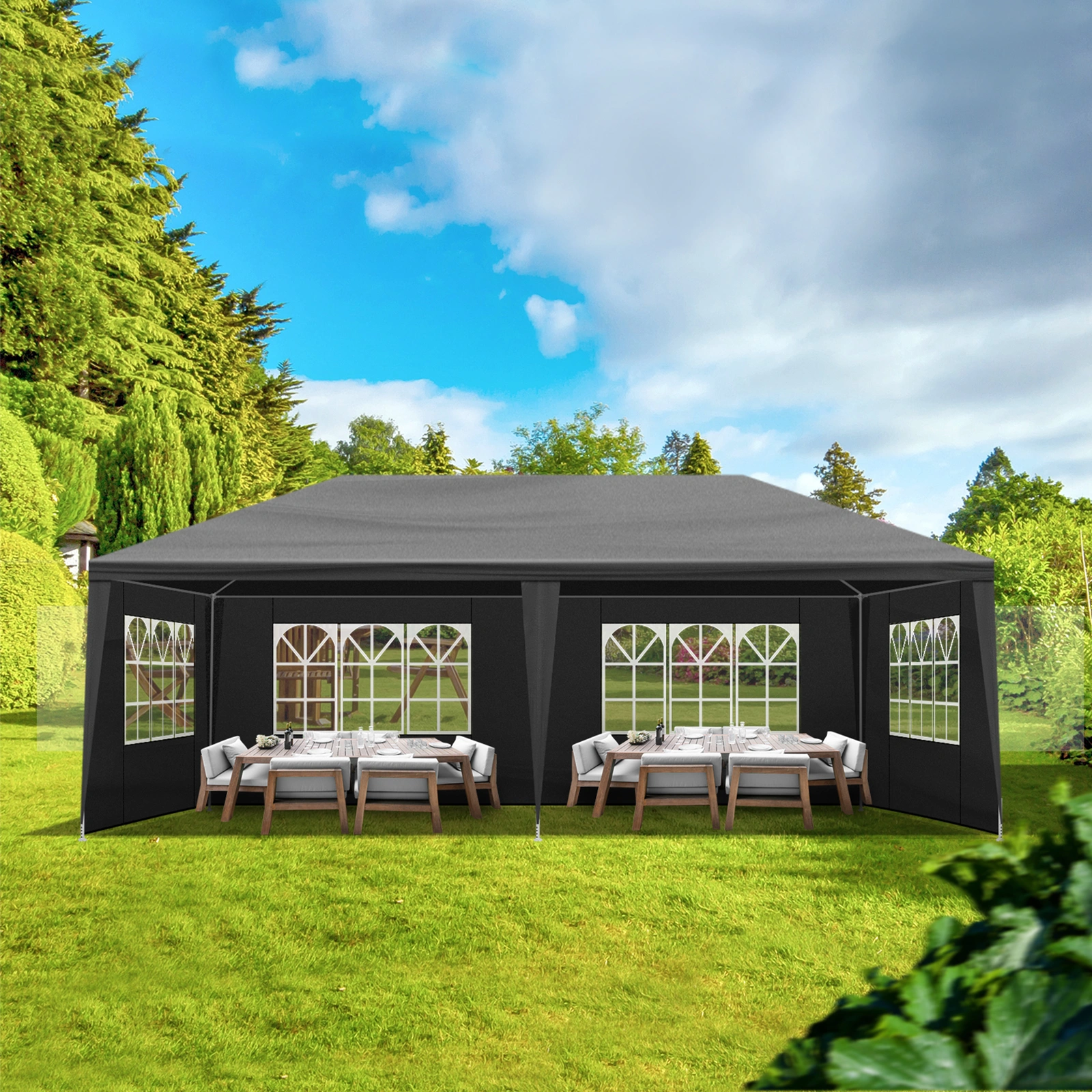 10'x20' Outdoor Party Tent with 6 Removable Sidewalls, Waterproof Canopy Patio Wedding Gazebo, Black view 17