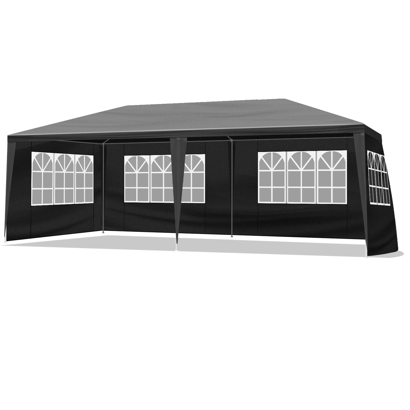 10'x20' Outdoor Party Tent with 6 Removable Sidewalls, Waterproof Canopy Patio Wedding Gazebo, Black view 7