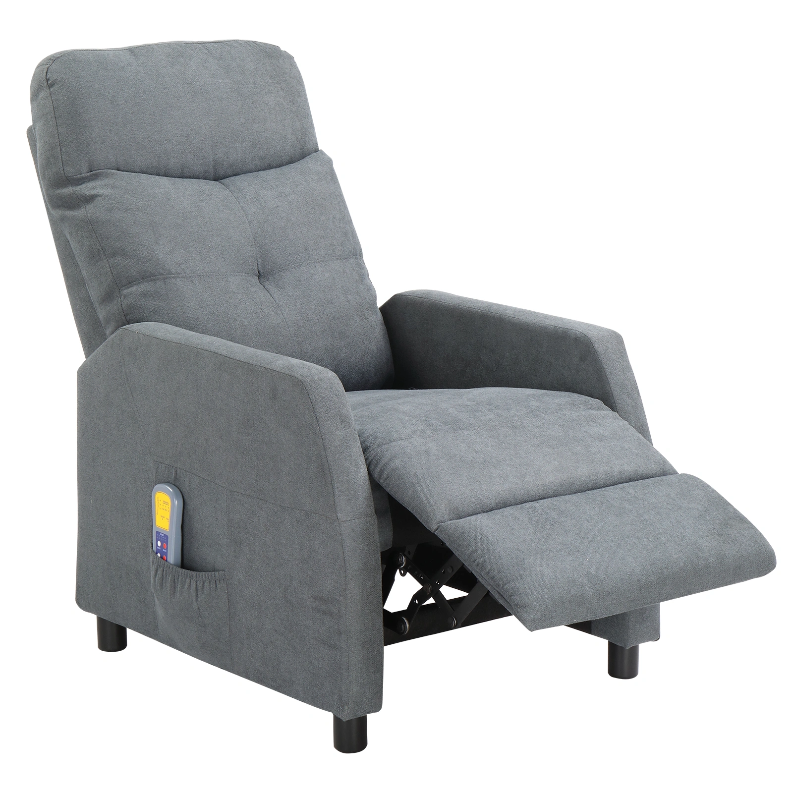 Light Gray Fabric Recliner Chair with 6-Point Massage & Heating Function, Electric Power Reclining Rocker, Home Theater Loveseat Sofa view 2
