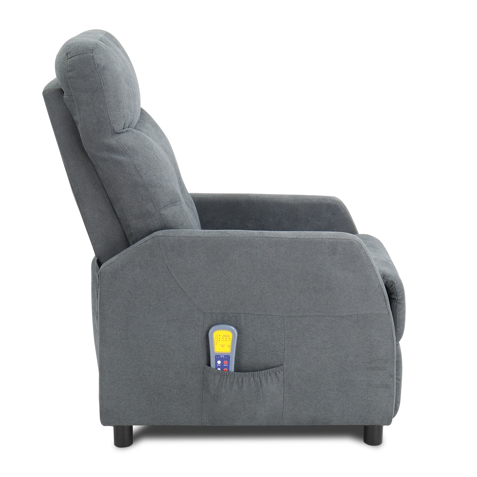 Light Gray Fabric Recliner Chair with 6-Point Massage & Heating Function, Electric Power Reclining Rocker, Home Theater Loveseat Sofa view 4