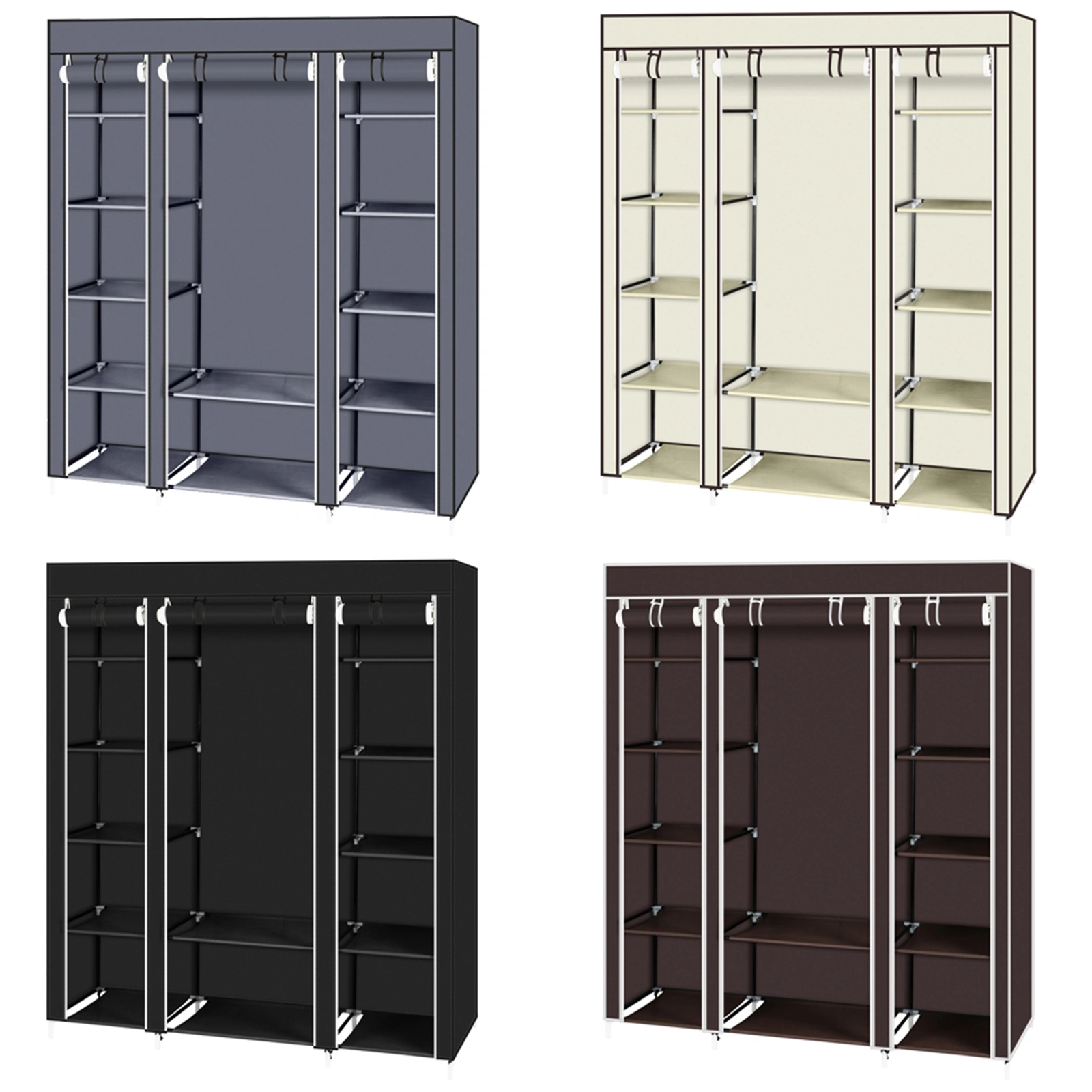69" Portable Clothes Closet Wardrobe Storage Organizer with Non-Woven Fabric Quick and Easy to Assemble Extra Strong and Durable Black view 19